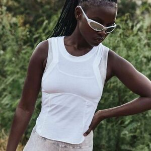 NWT Free People Movement Tempo Silver Lining White Tank size Large, Optic White